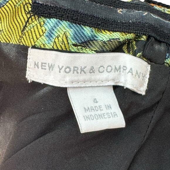 New York & Co Floral Gala Jacquard Strapless Dress Size 4 Blue Green Party - Picture 6 of 9